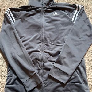 Adidas AP5433 Big Kids Charcoal Gray/White Athletic Track Jacket - 18/20